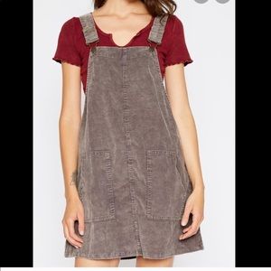 Overall Corduroy Oversized Gray Dress